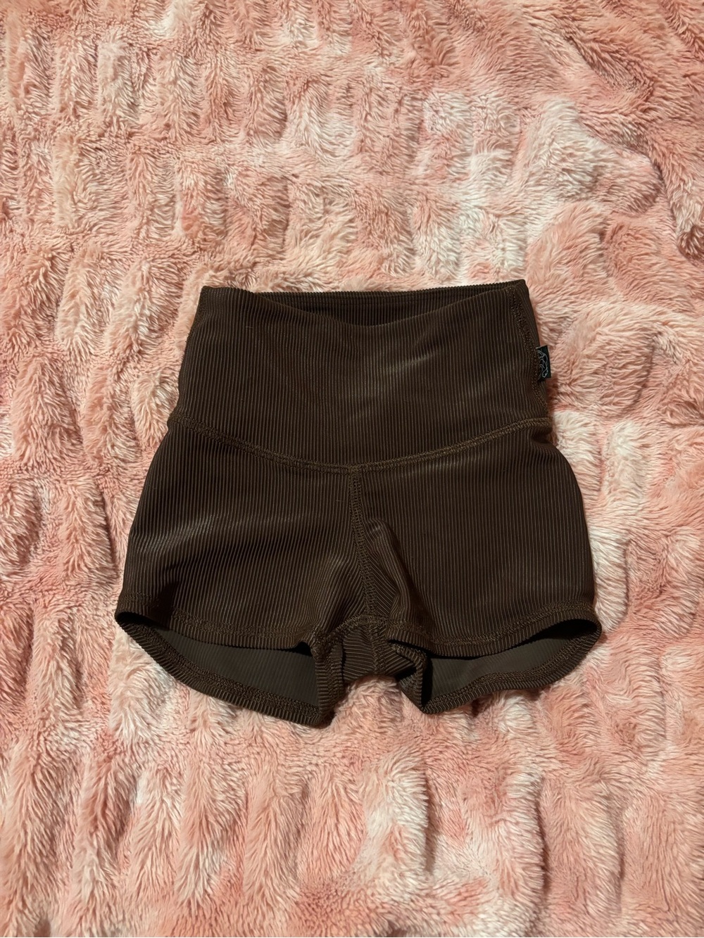 Girls' Ribbed High-Waist Shorts in Brown Tiger Friday